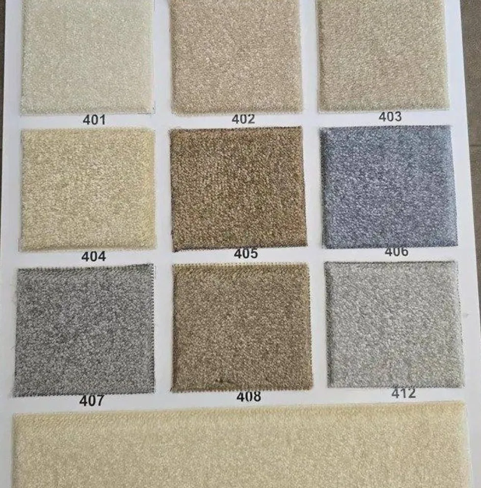 Wasan soft stair carpet swatch board in cream, beige, brown, grey and grey blue
